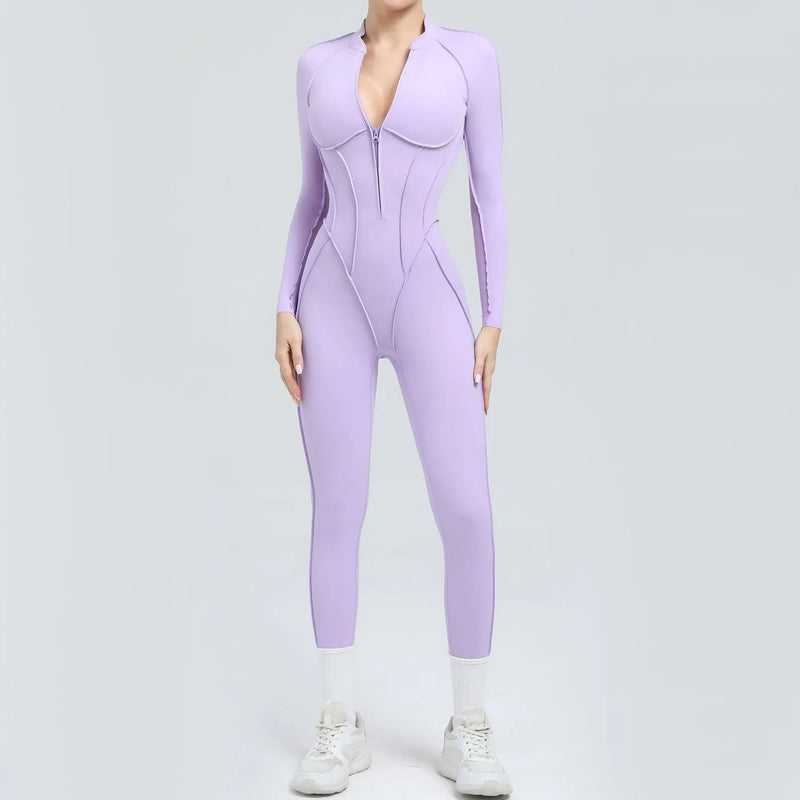 Long Sleeve Zip Front Jumpsuit