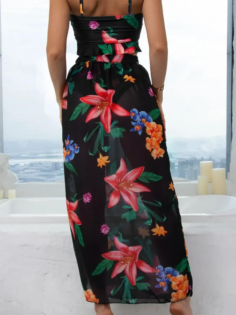 Floral Print Bikini & Sarong Set