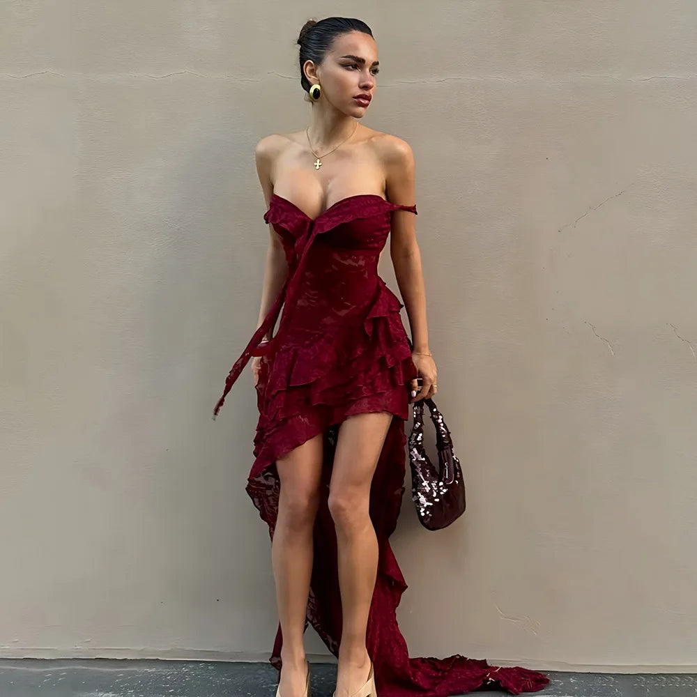 Off-Shoulder Ruffled Mini Dress