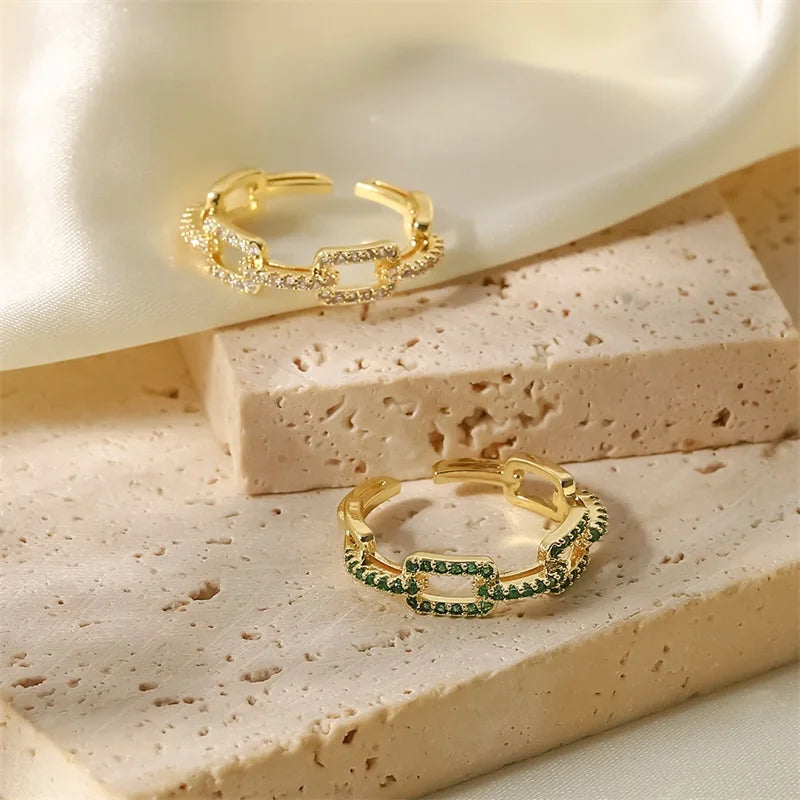 Crystal Link Band Ring