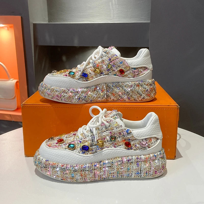 Crystal Embellished Platform Sneakers