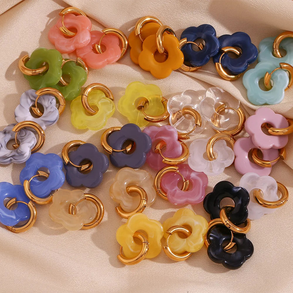 Flower Hoop Earrings