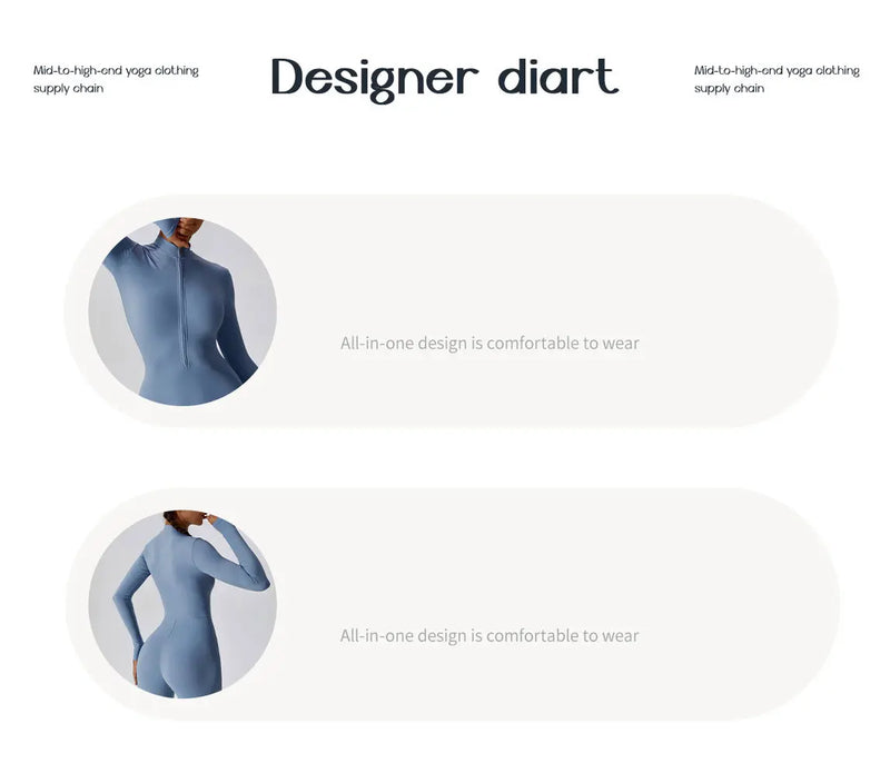 Long Sleeve Zip Fitness Jumpsuit