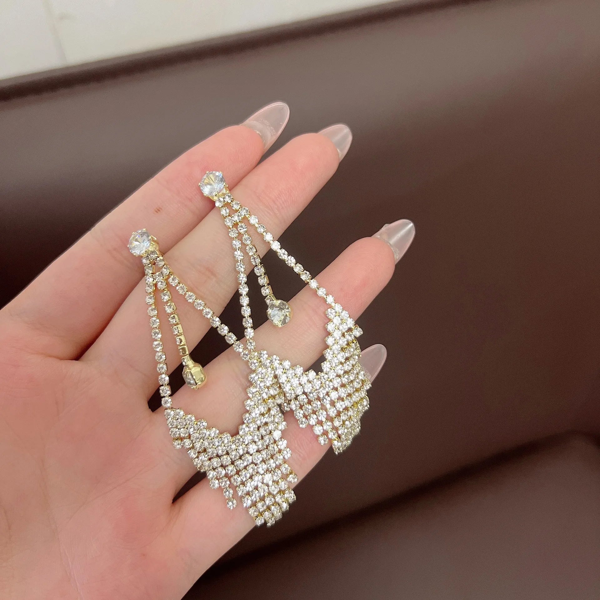 Crystal Chandelier Fringe Drop Earrings