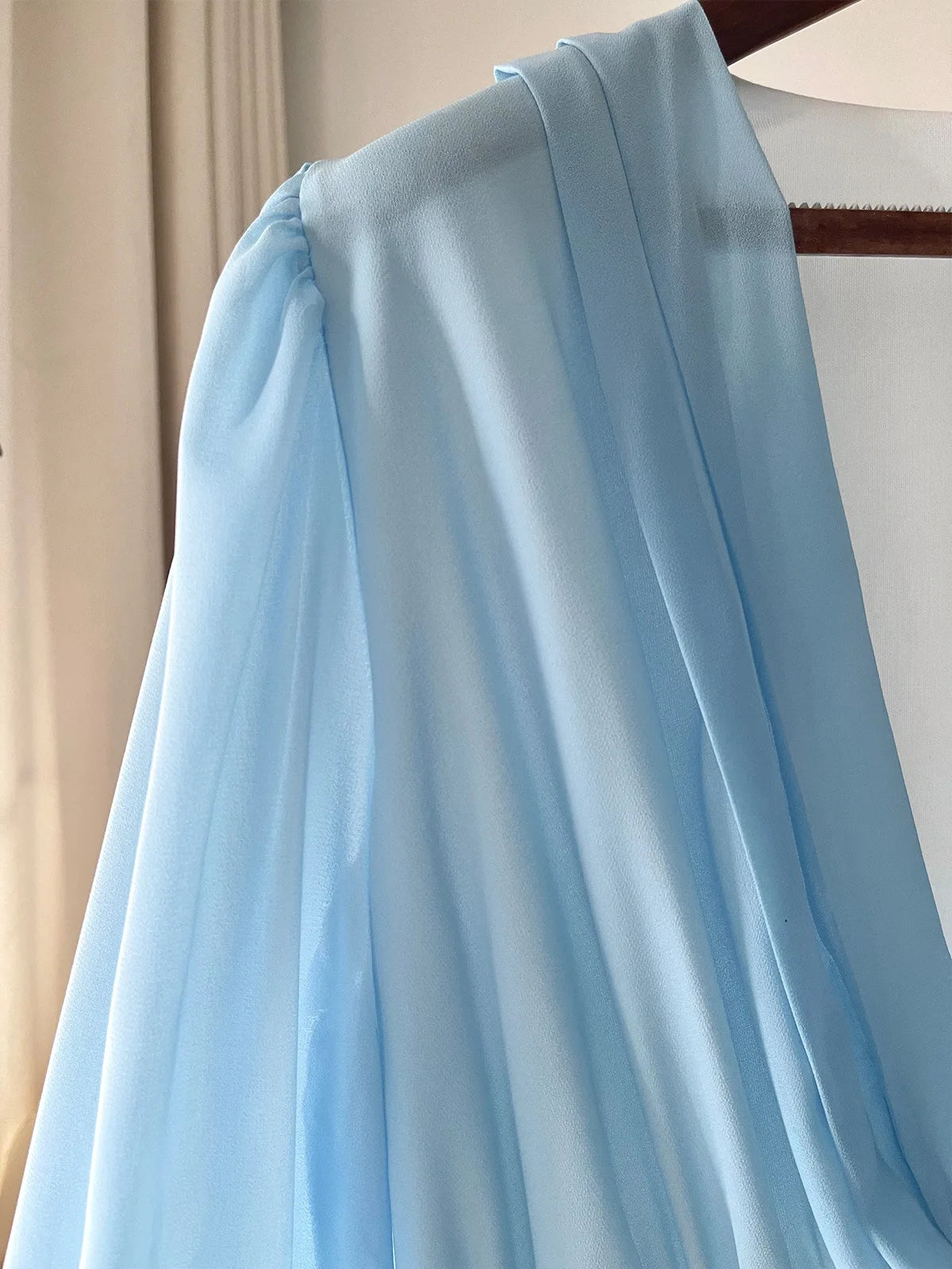 Blue Blossom Chiffon Maxi Dress