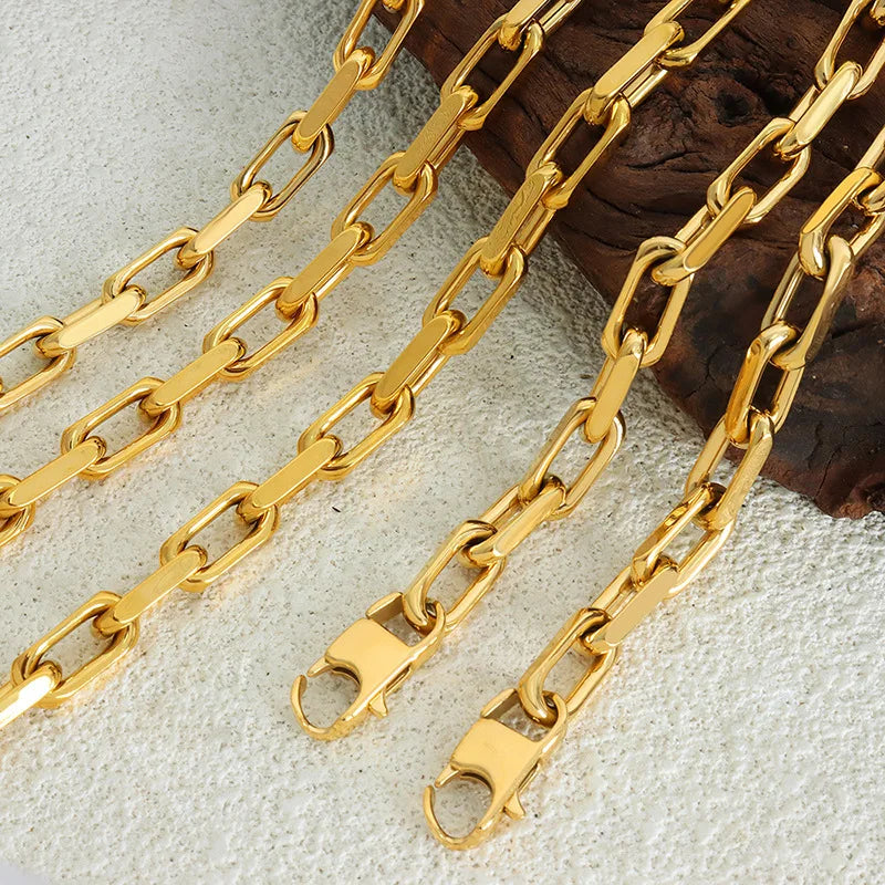 Gold Link Chain Necklace & Bracelet Set
