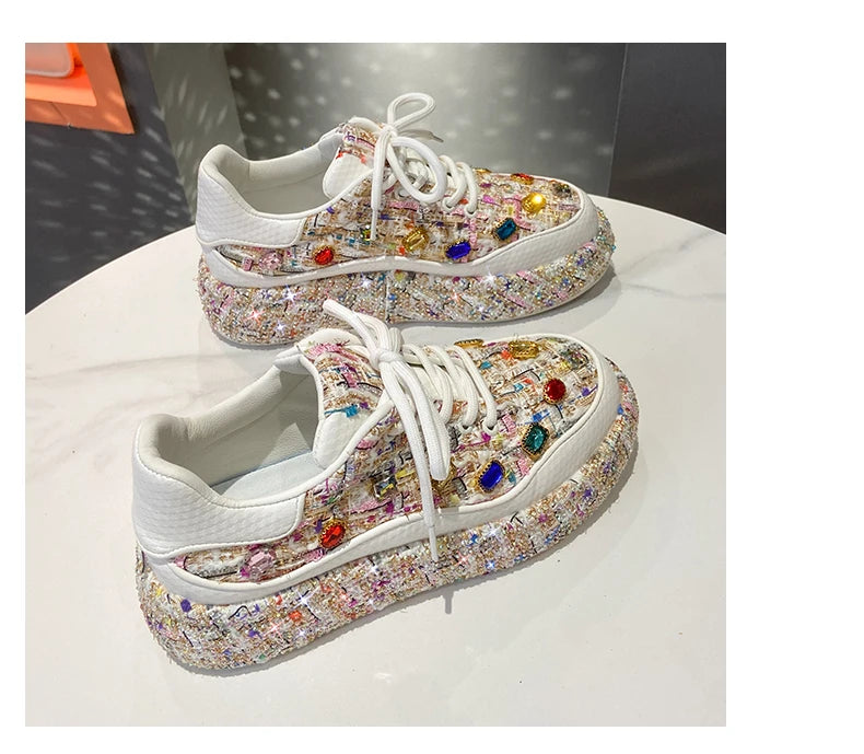 Crystal Embellished Platform Sneakers