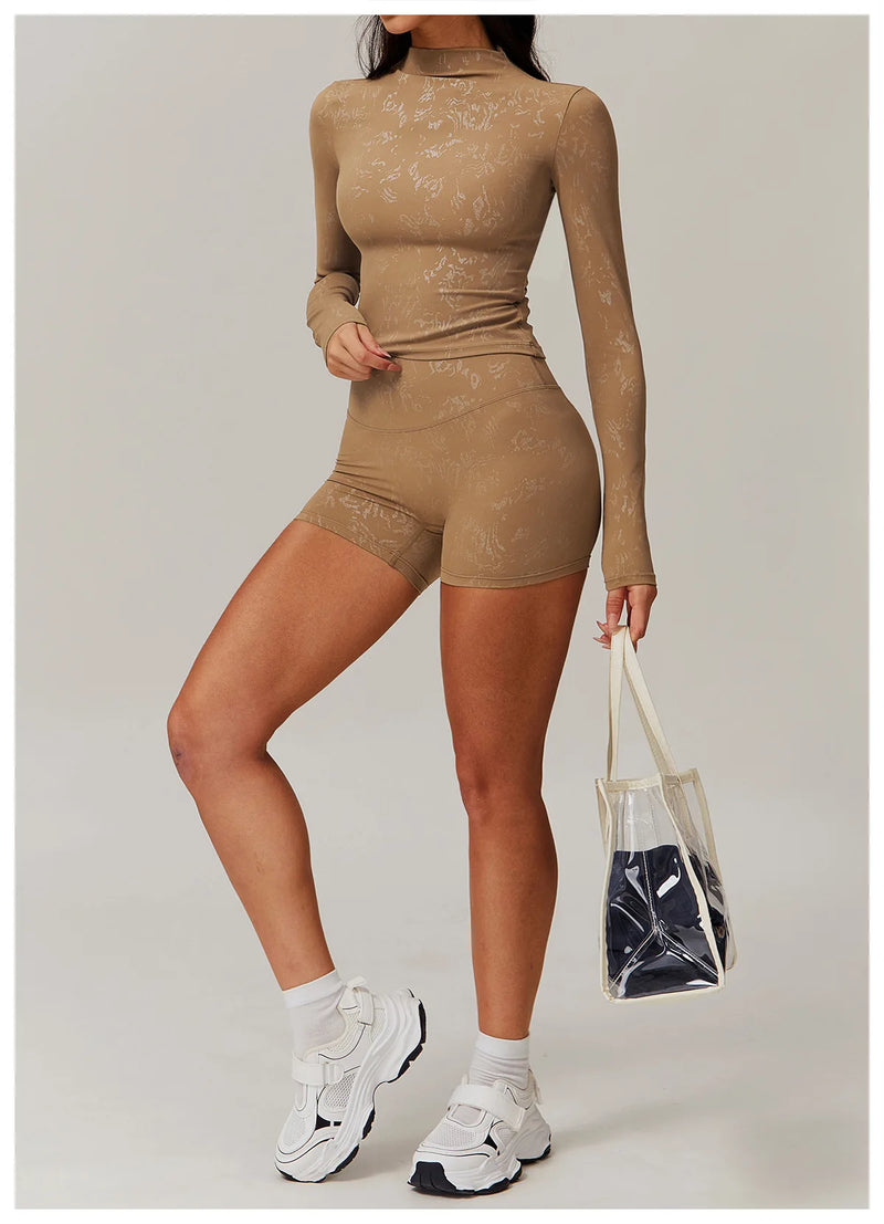 Long Sleeve Seamless Mock Neck Crop Top