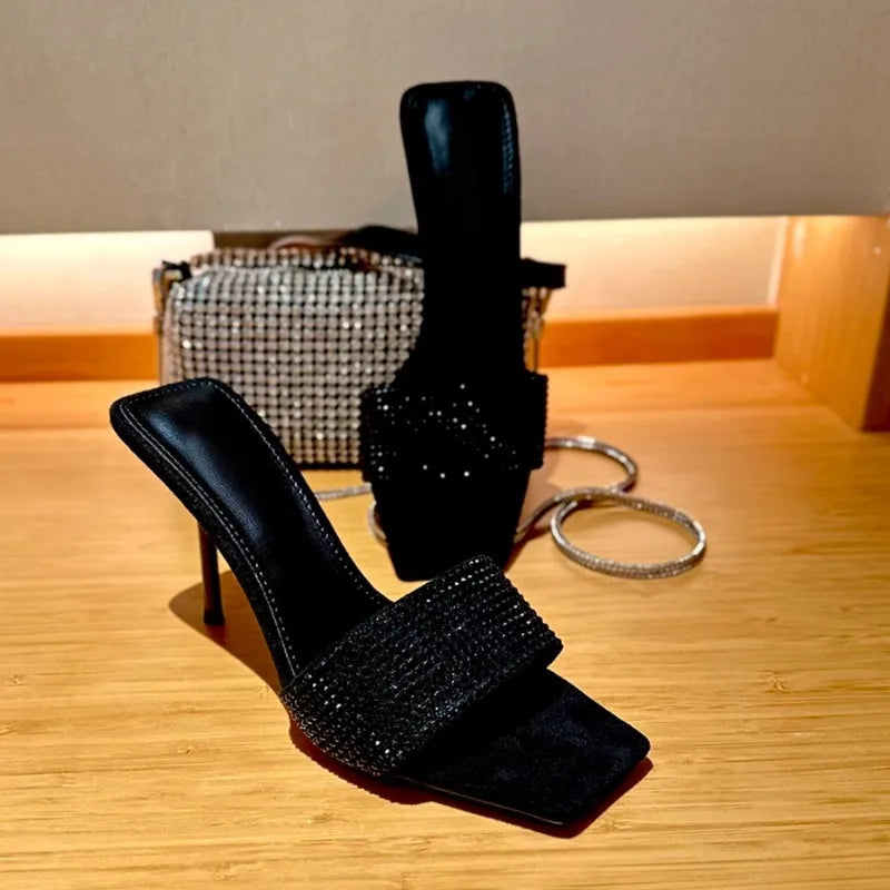 Sleek Square-Toe Stiletto Mules