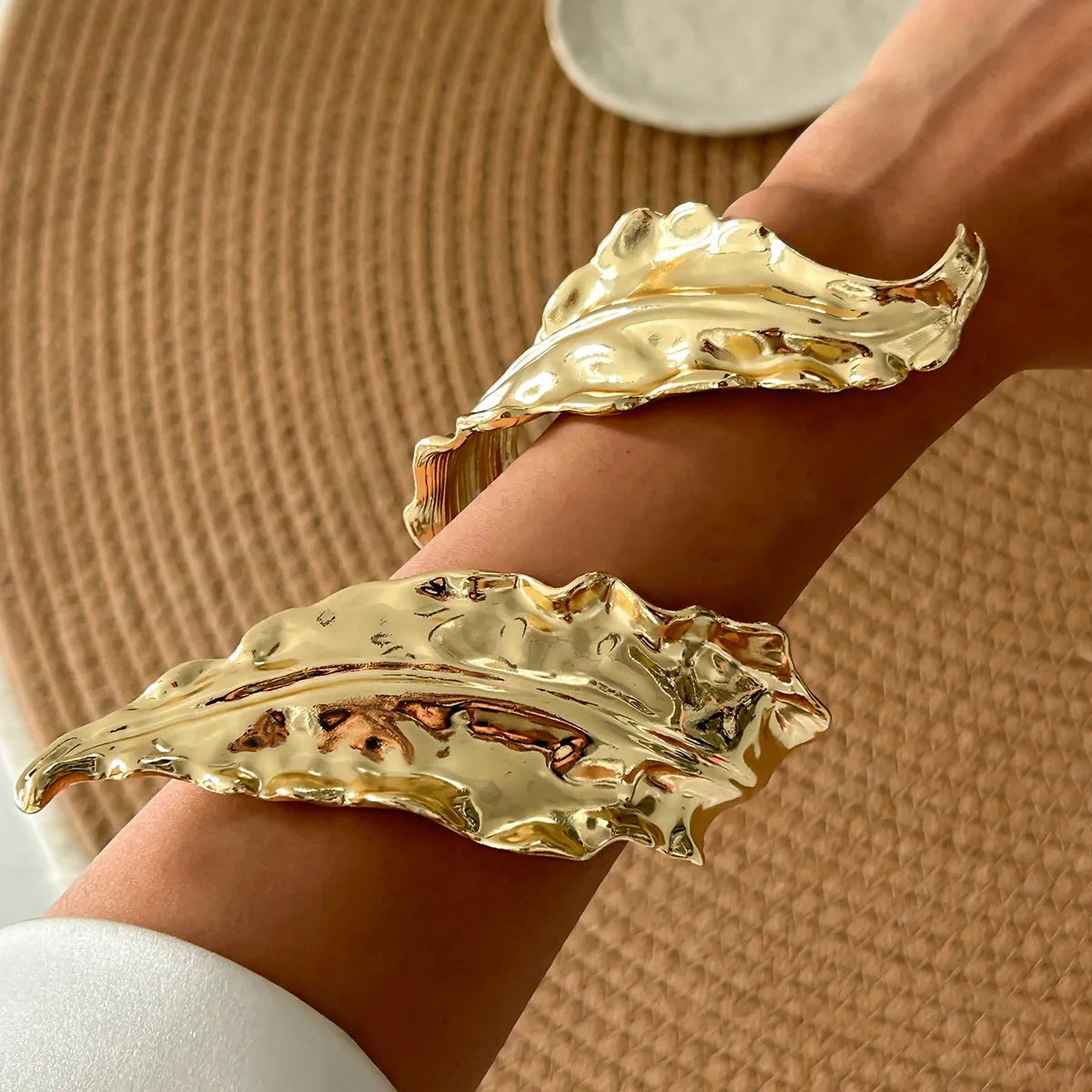 Sculpted Leaf Cuff Bracelet