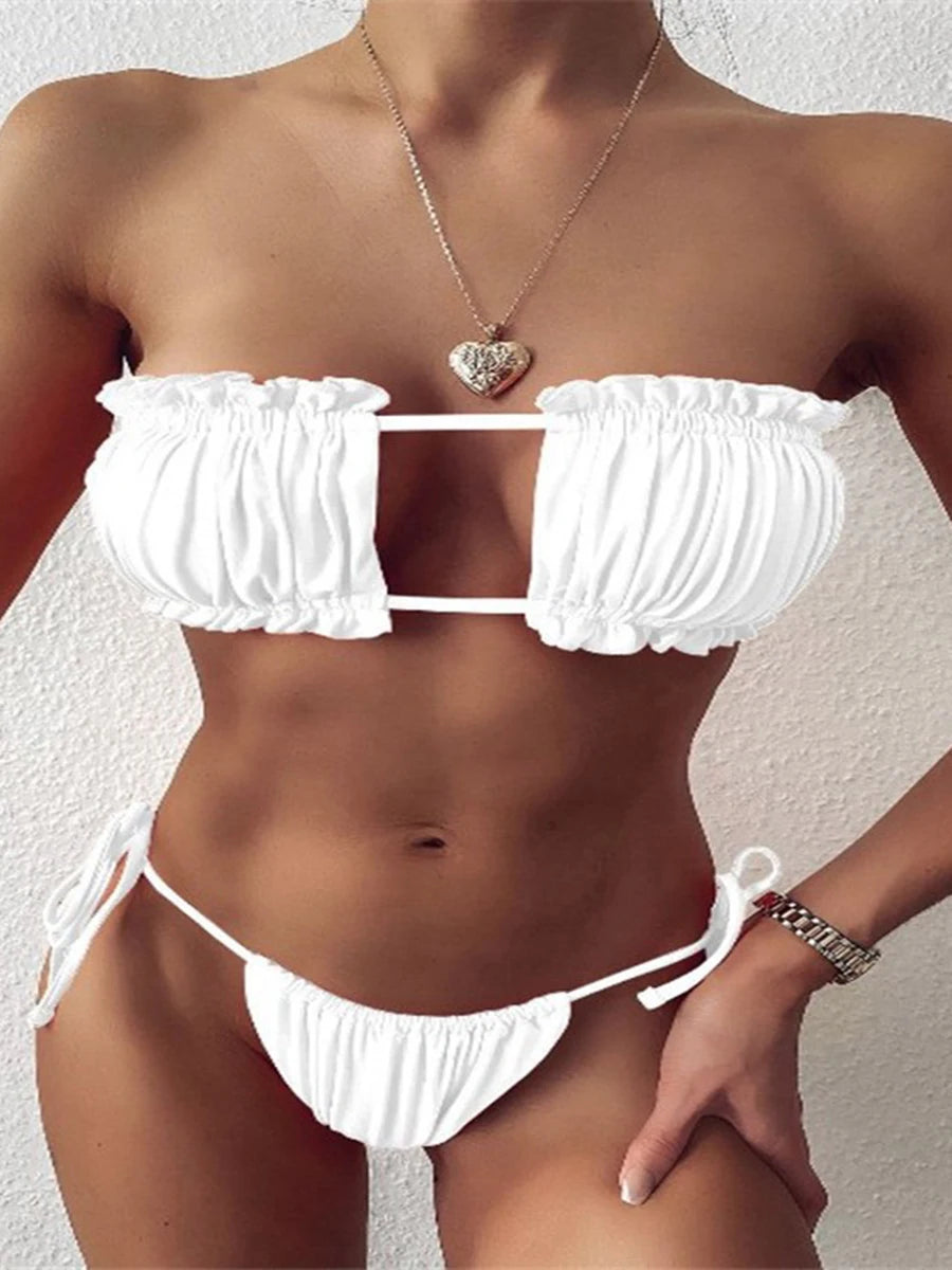 Snakeskin Bandeau Bikini Set