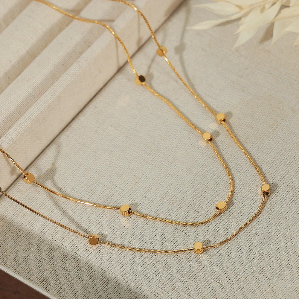 Golden Bead Layered Necklace