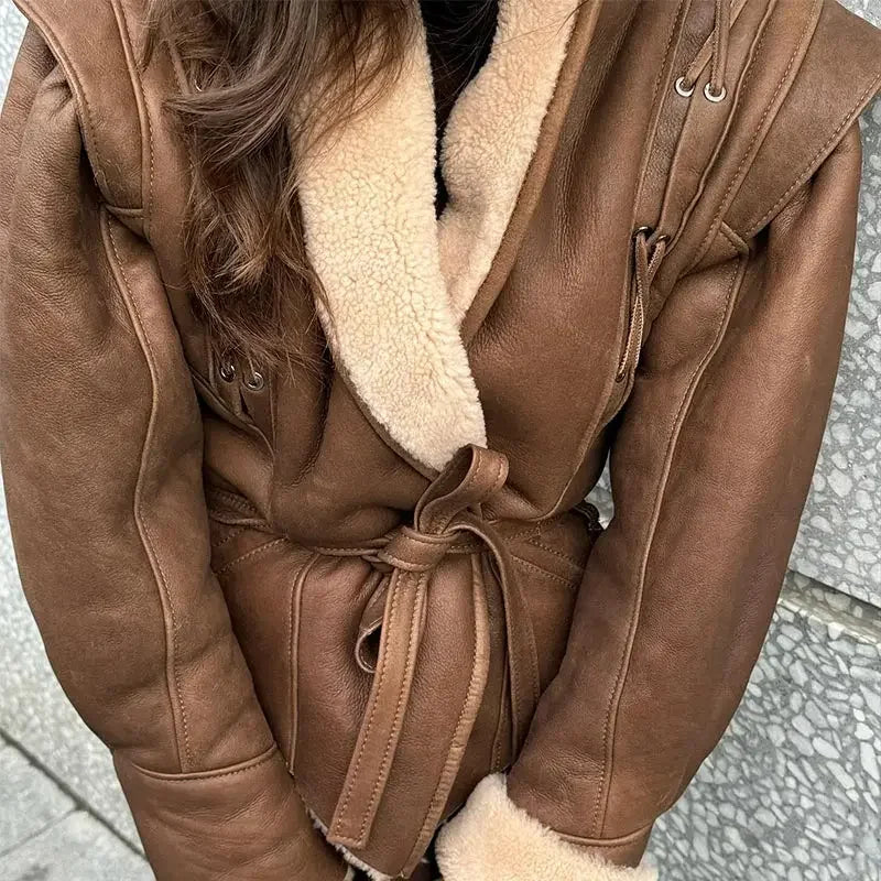 Belted Faux Shearling Jacket