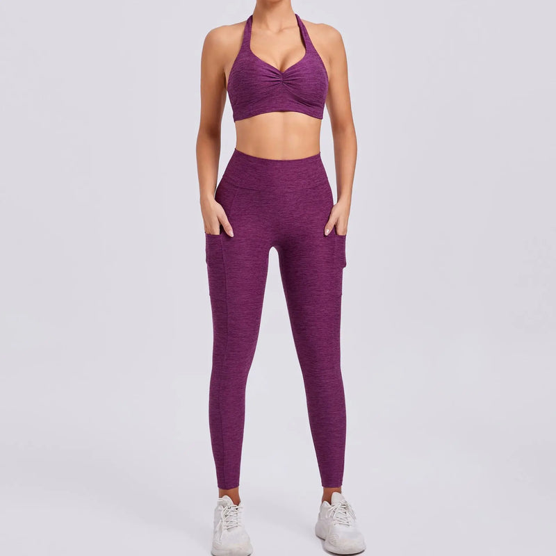 Halter Bra & Pocket Leggings Workout Set