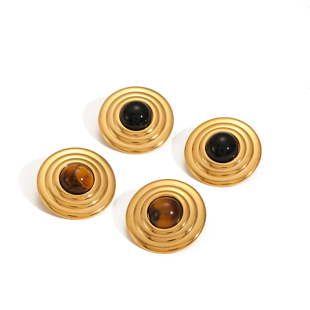 Vintage Dome Cabochon Stud Earrings