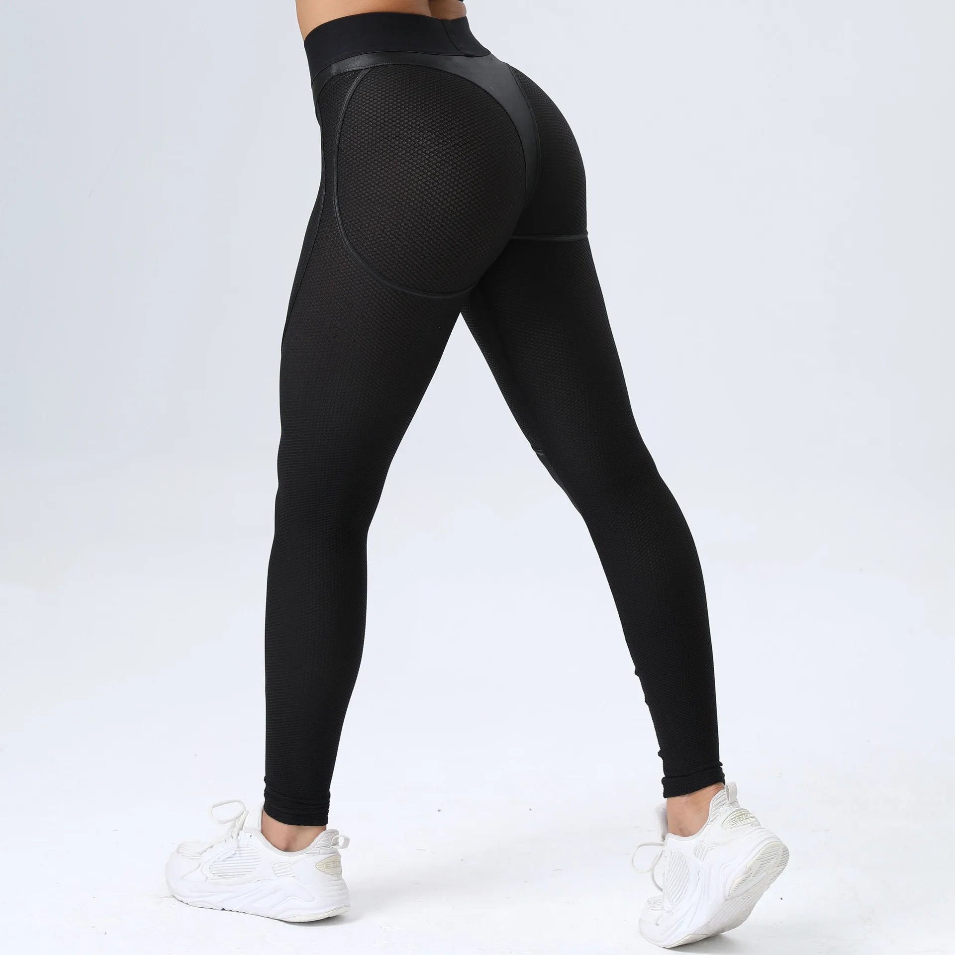 Faux Leather & Mesh Workout Set