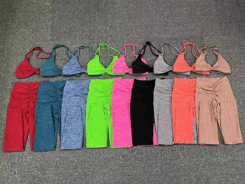 Halter & Ruched Leggings Workout Set
