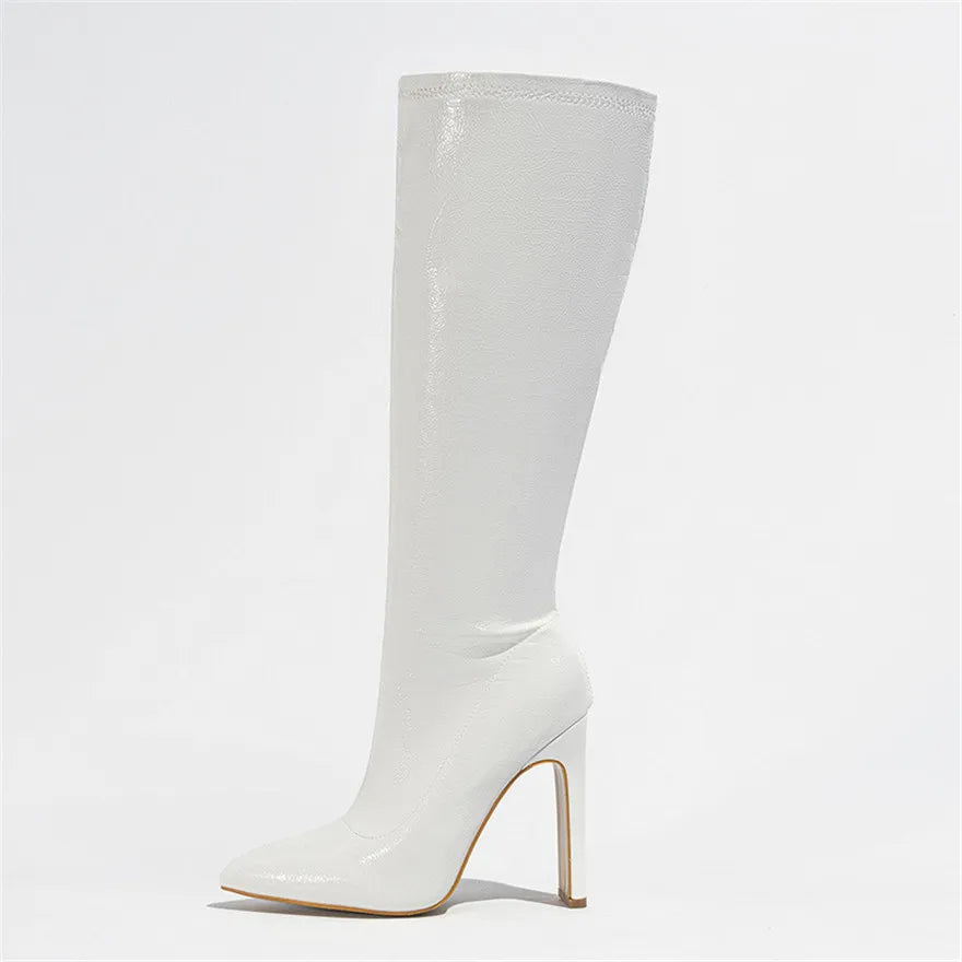 Faux Croc Knee-High Boots