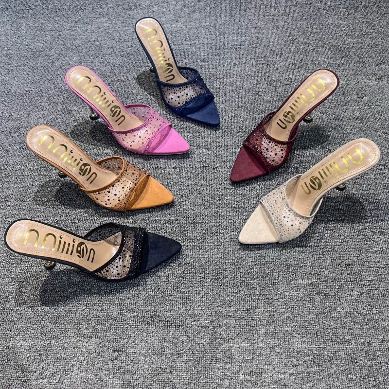Mesh Rhinestone Stiletto Heels