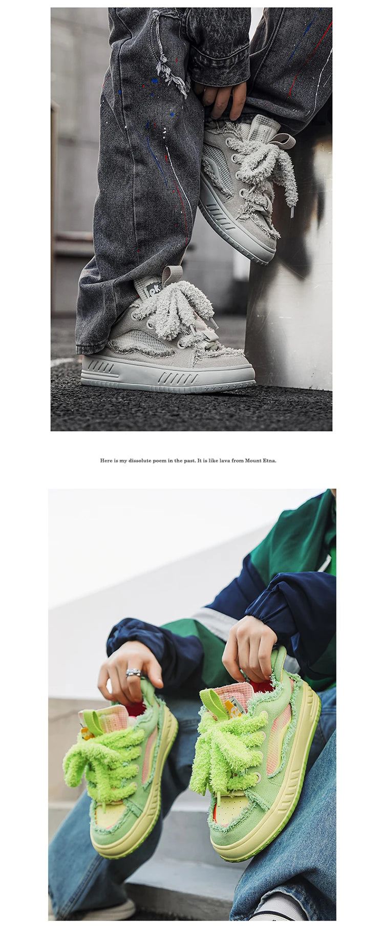 Fuzzy Lace Retro Sneakers