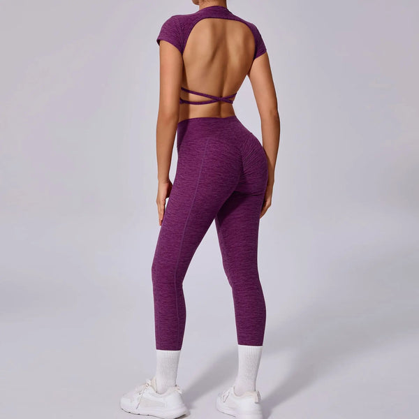 Open Back Crop Top & Leggings Workout Set