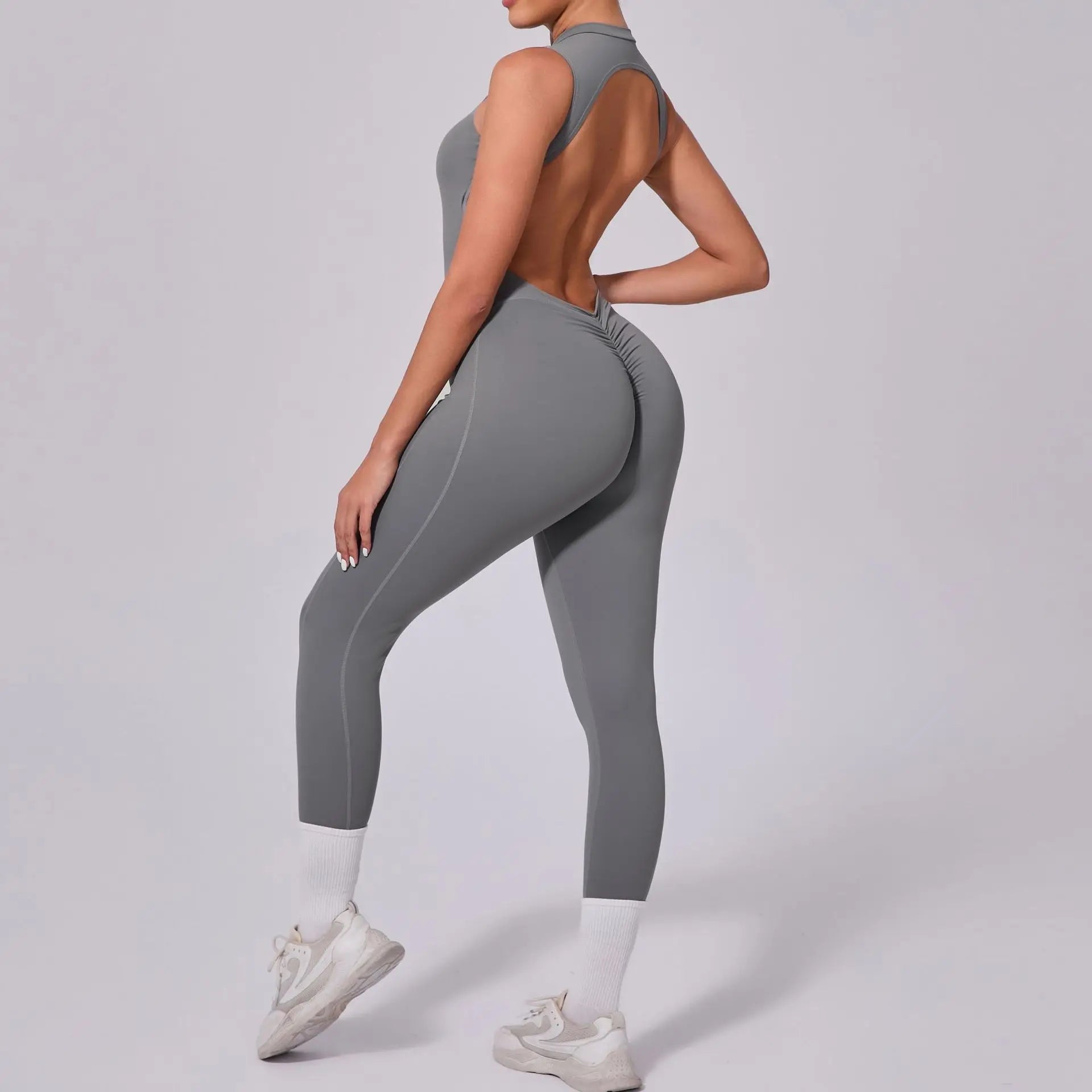 Open Back High Neck Athletic Jumpsuit