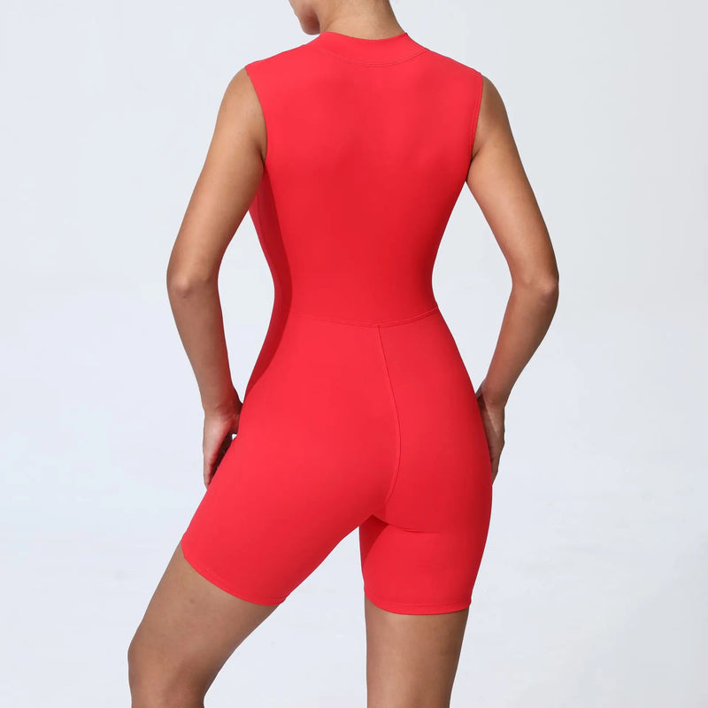 Sleeveless Zip Front Workout Romper