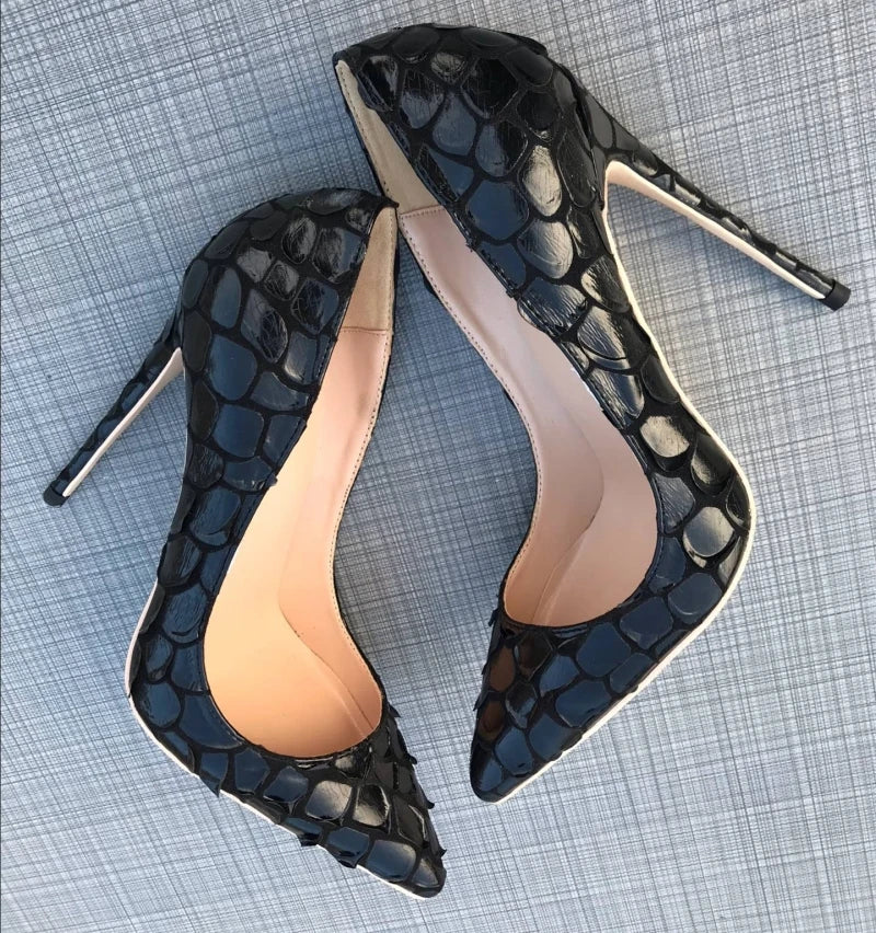 Embossed Stiletto Pumps