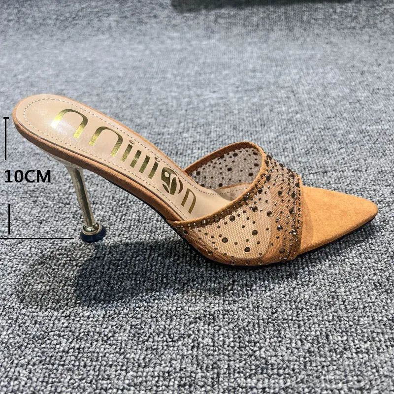 Mesh Rhinestone Stiletto Heels