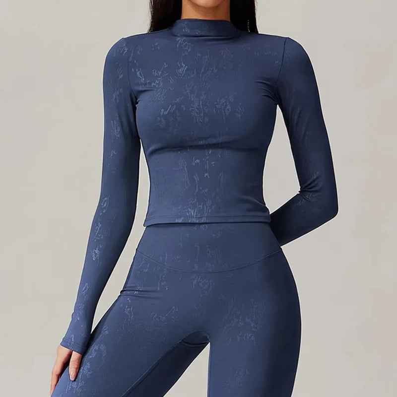 Long Sleeve Seamless Mock Neck Crop Top