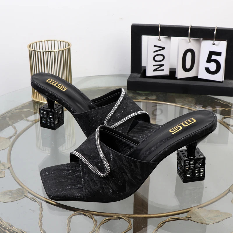 Embellished Block Heel Mules