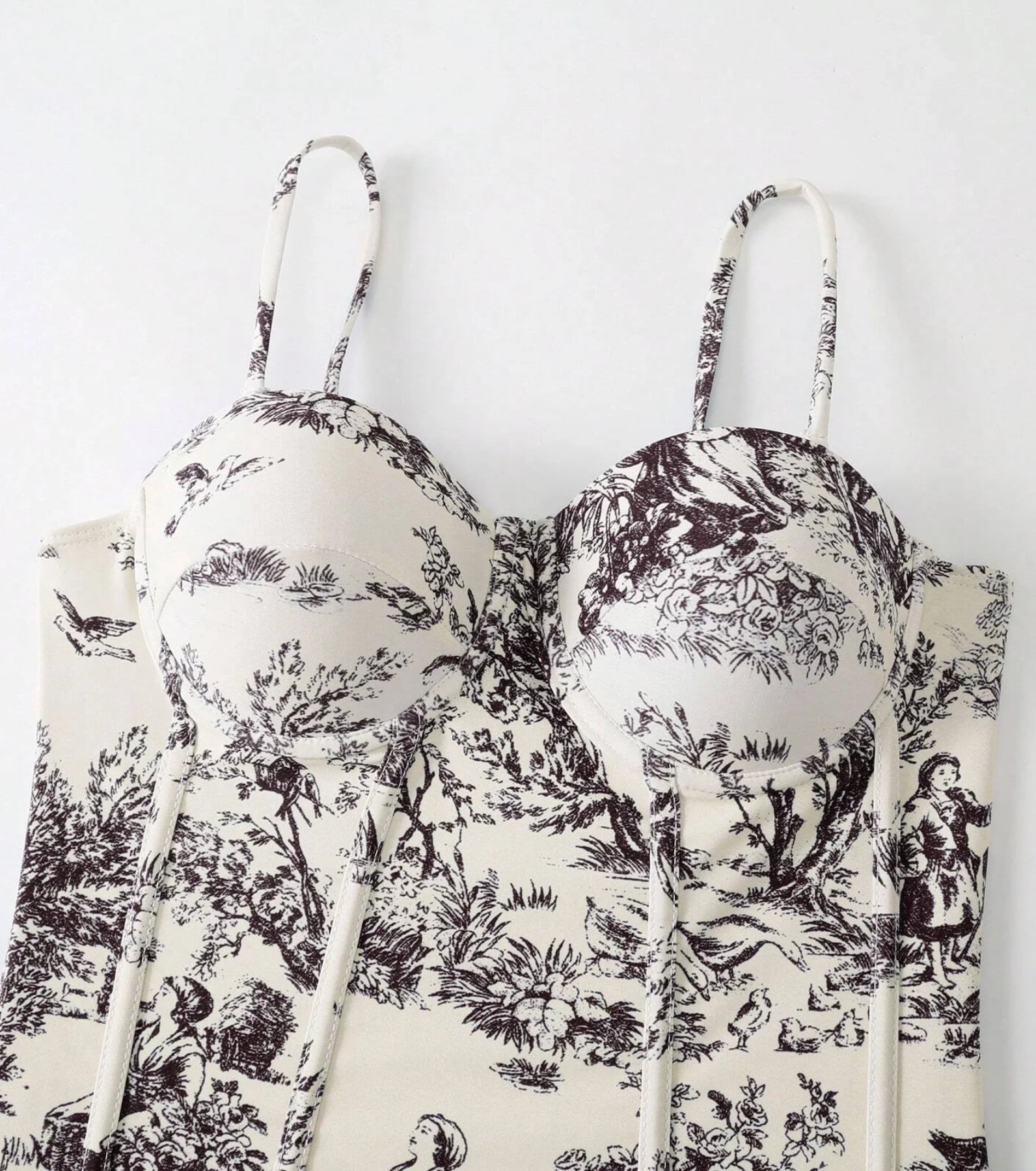 Printed Spaghetti Strap Bodysuit