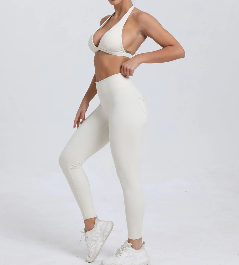 Twist-Front Halter Leggings Set