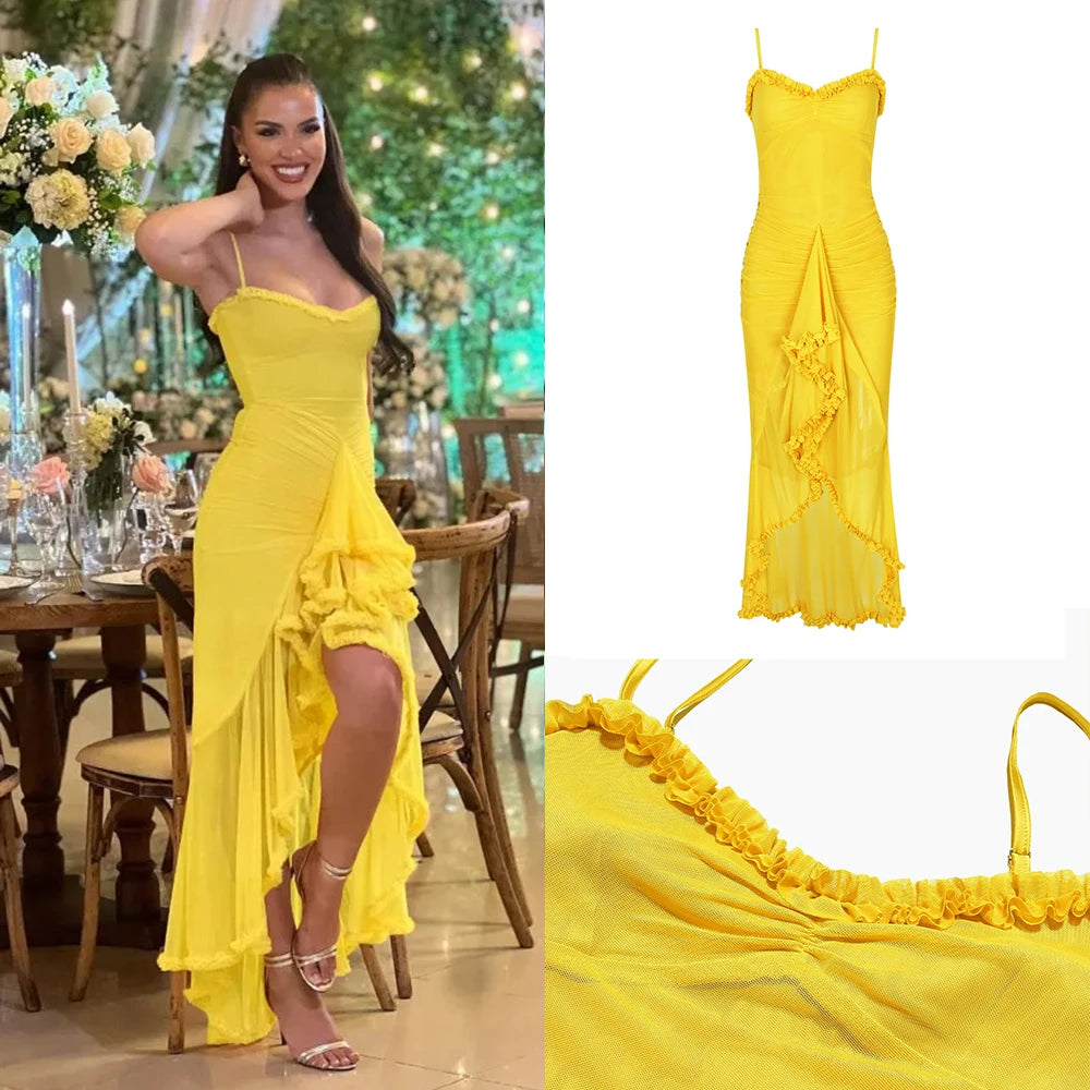Ruched Spaghetti Strap Maxi Dress