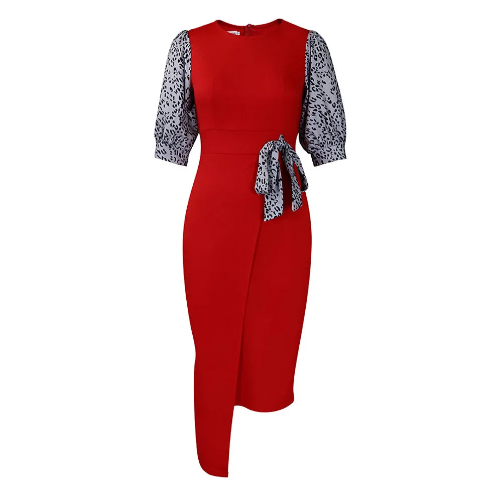 Elegant Midi Dress with Statement Sleeves