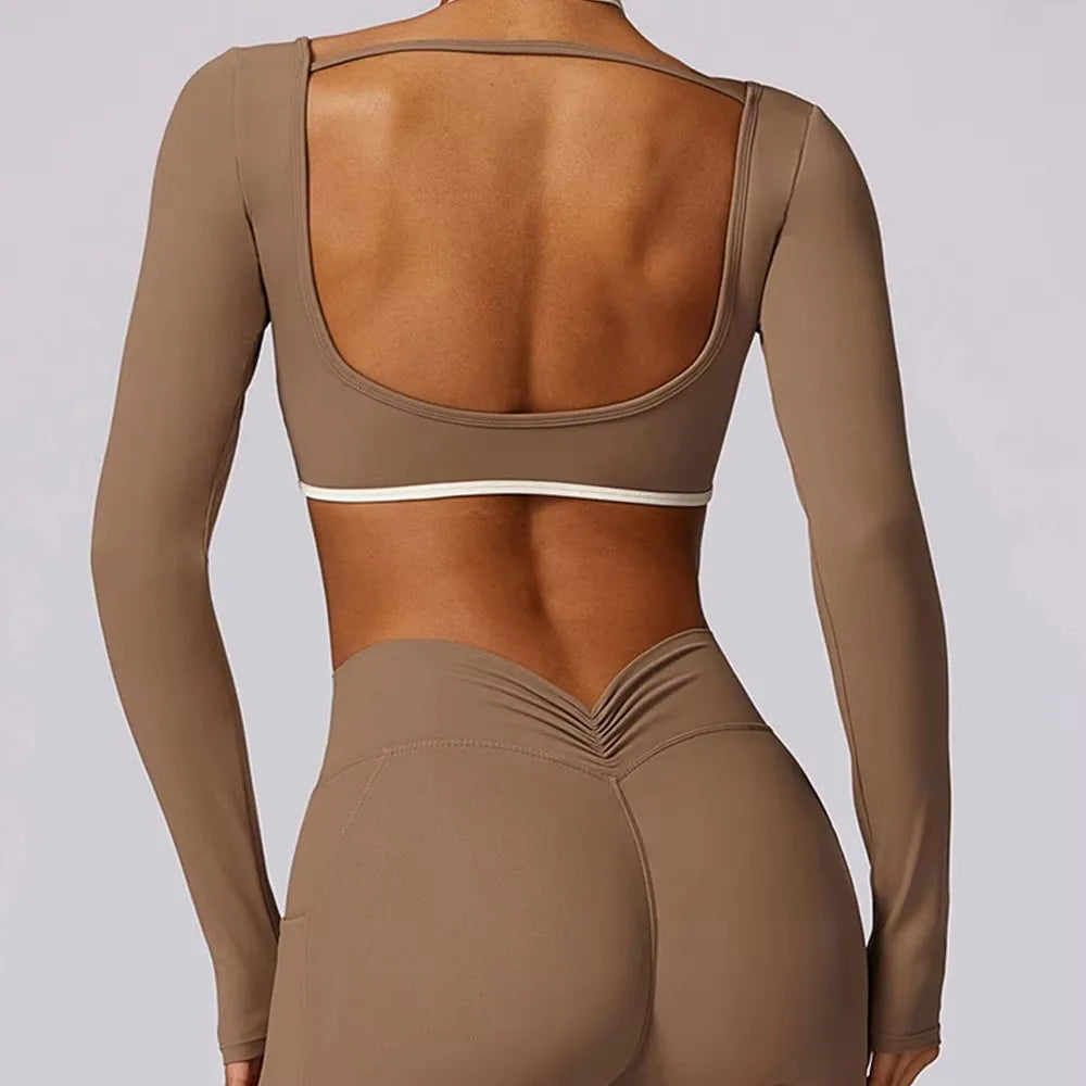 Square Neck Long Sleeve Workout Top
