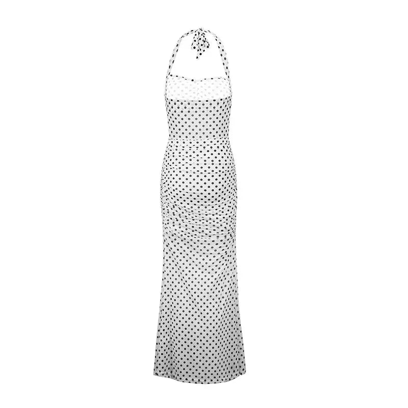 White Dotted Long Dress