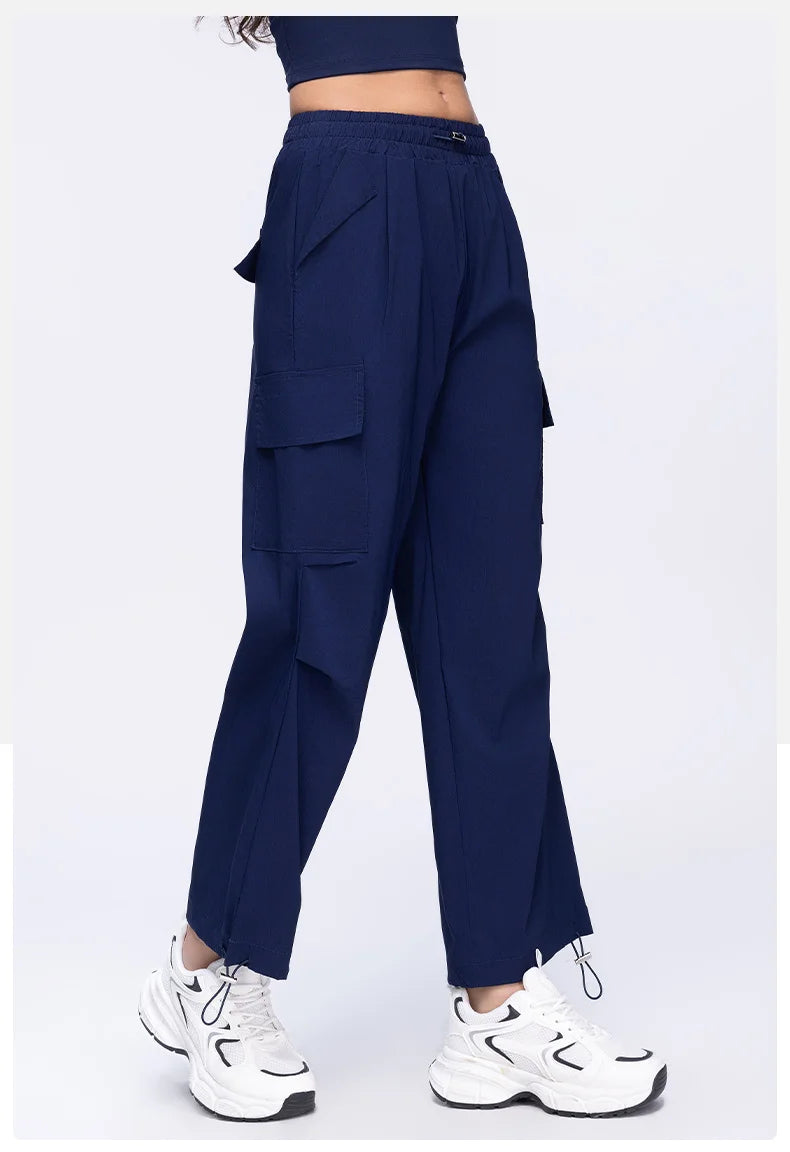 High-Waisted Drawstring Cargo Pants