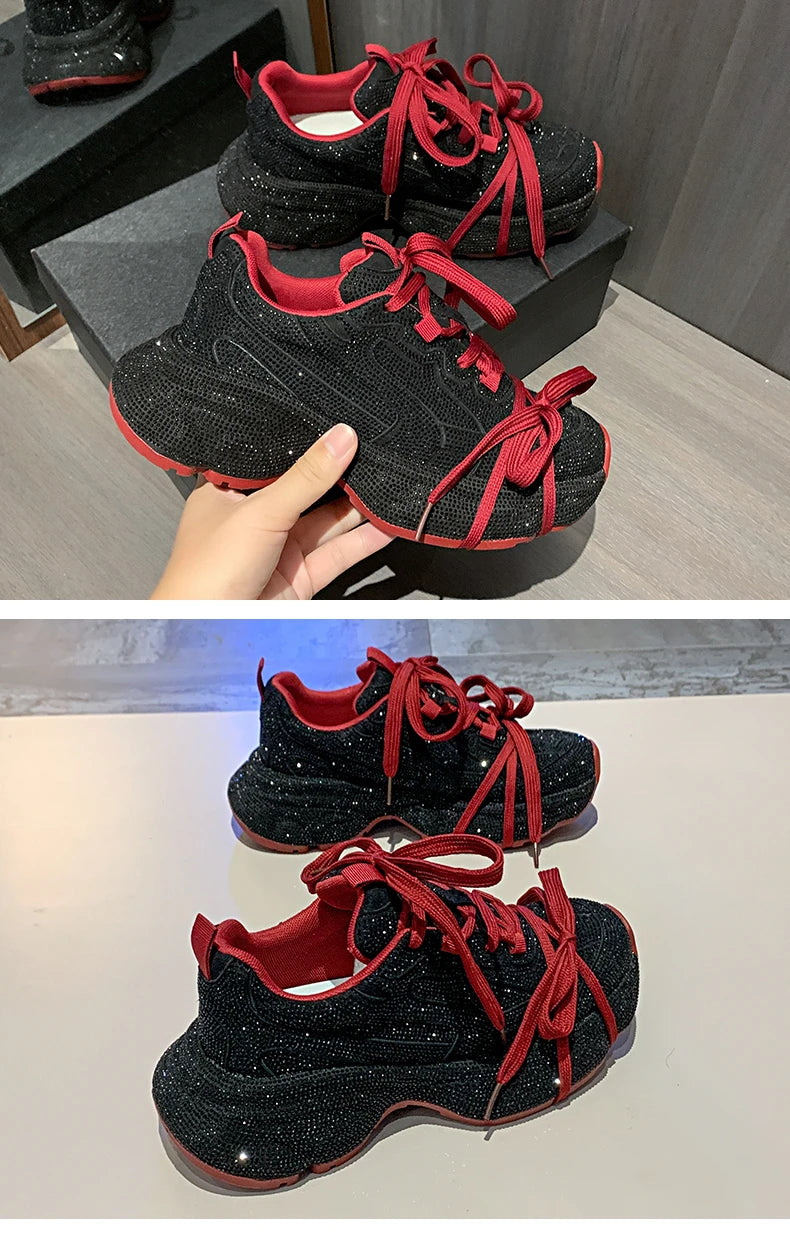 Rhinestone Platform Sneakers