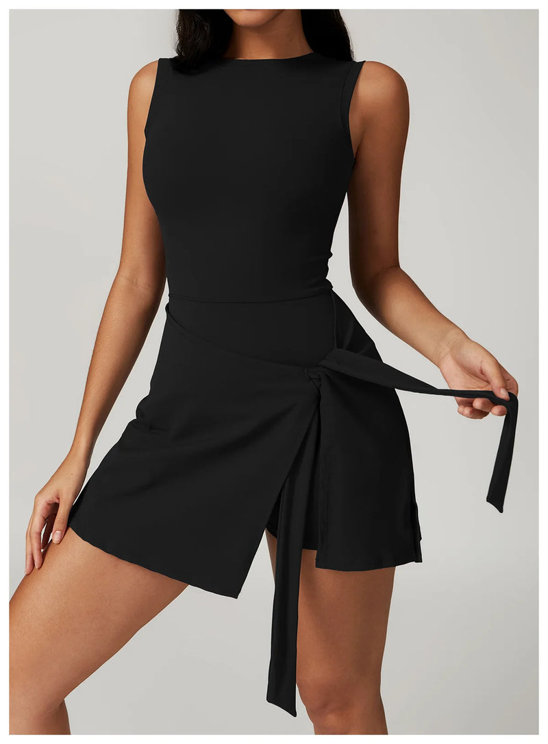 Athletic Wrap Skort Romper