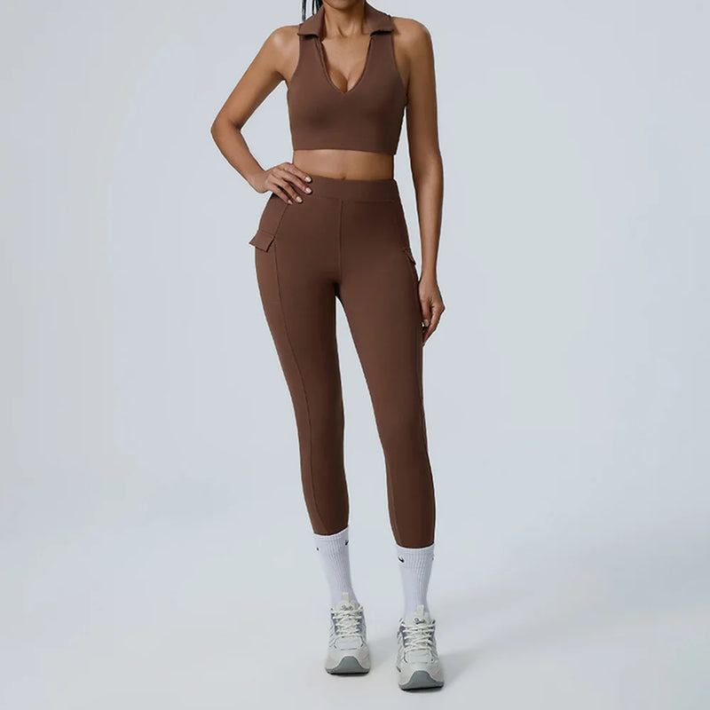 Polo Halter & Cargo Leggings Workout Set