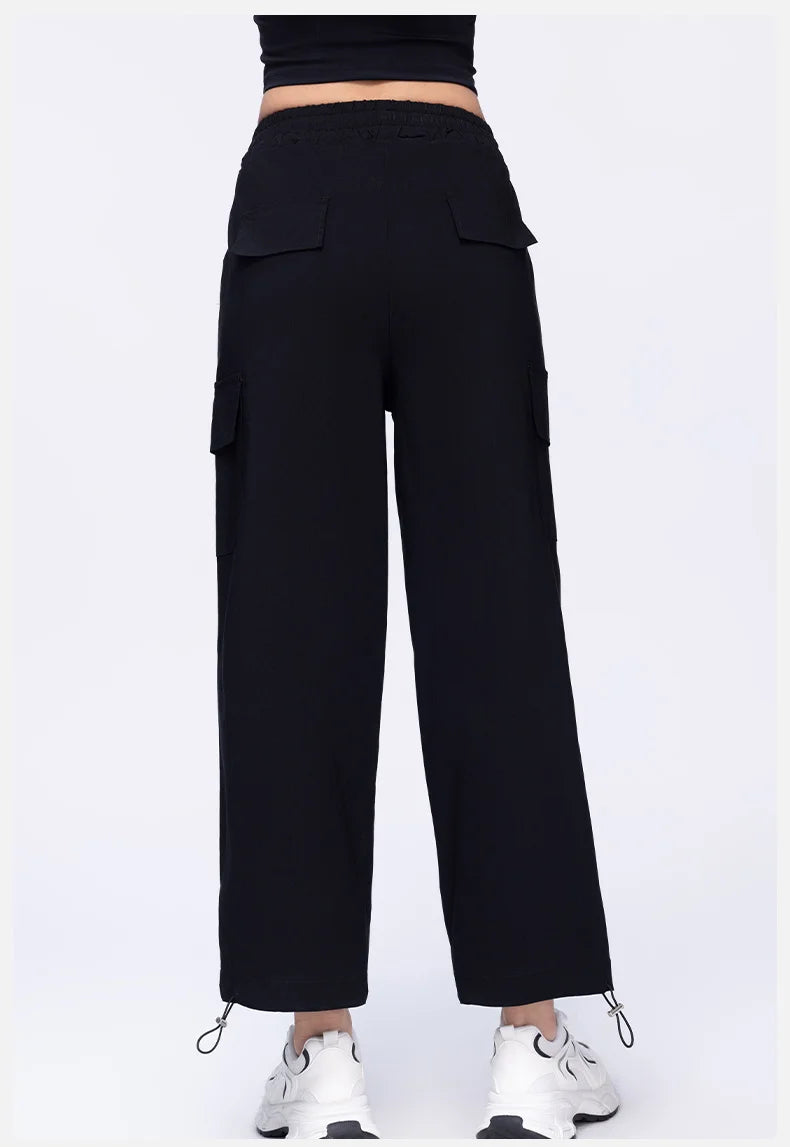 High-Waisted Drawstring Cargo Pants