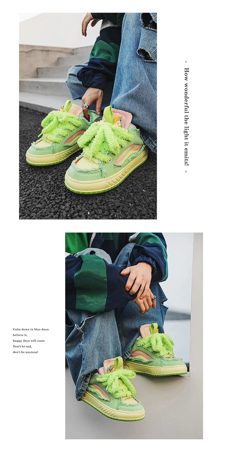 Fuzzy Lace Retro Sneakers