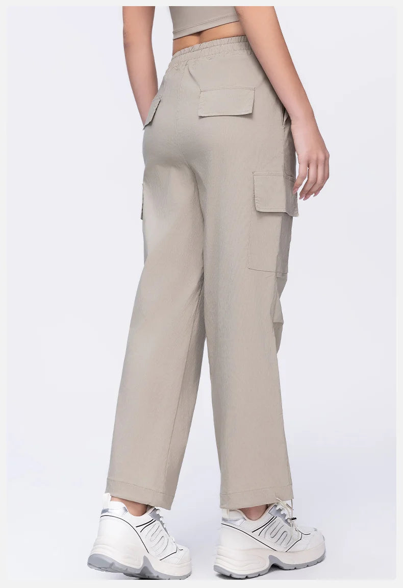High-Waisted Drawstring Cargo Pants