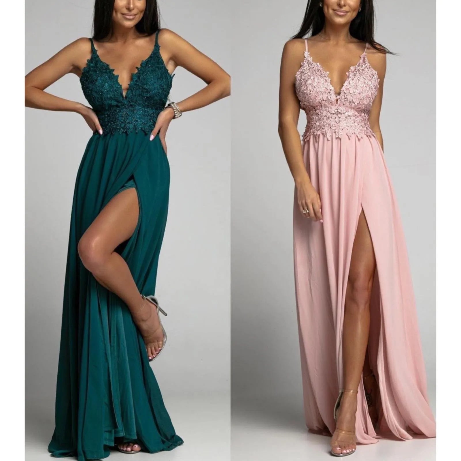 Lace Bodice Spaghetti Strap Maxi Dress