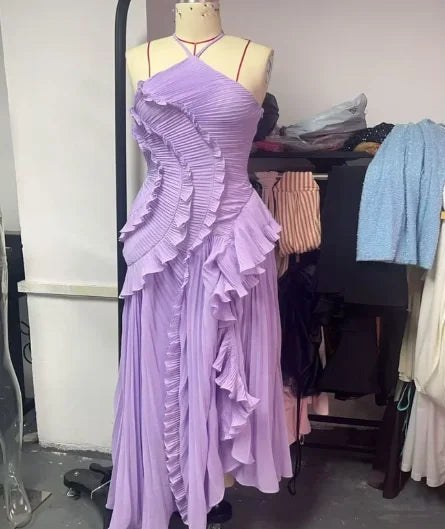 Sculpted Pleat Maxi Dress