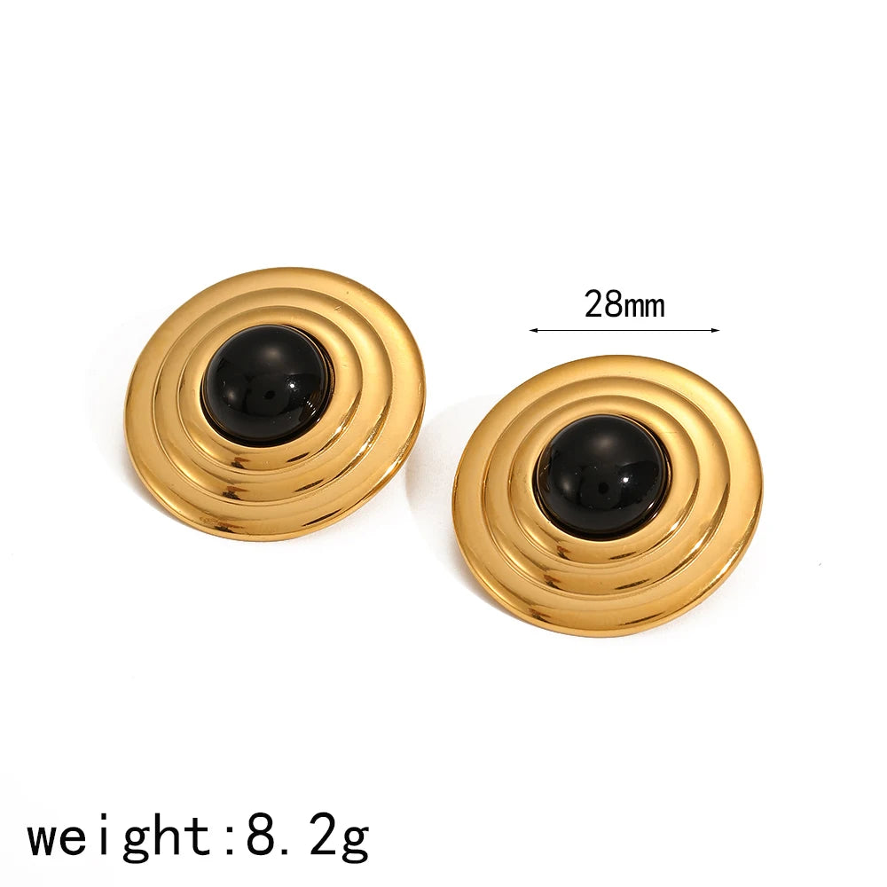 Vintage Dome Cabochon Stud Earrings