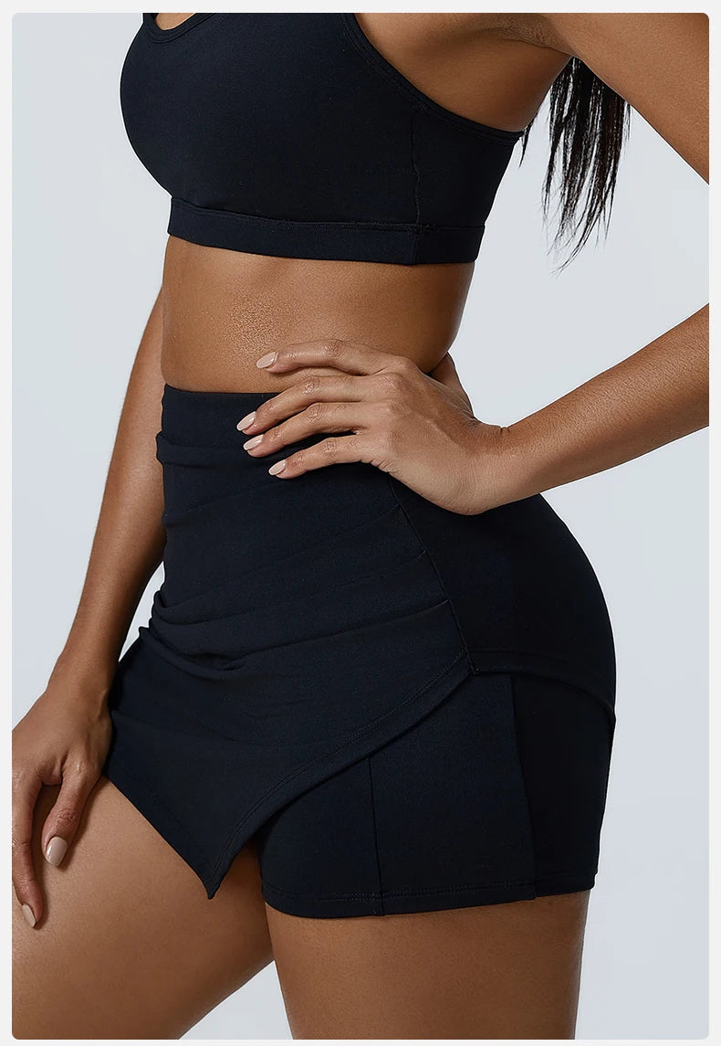 Ruched High-Waisted Athletic Skirt