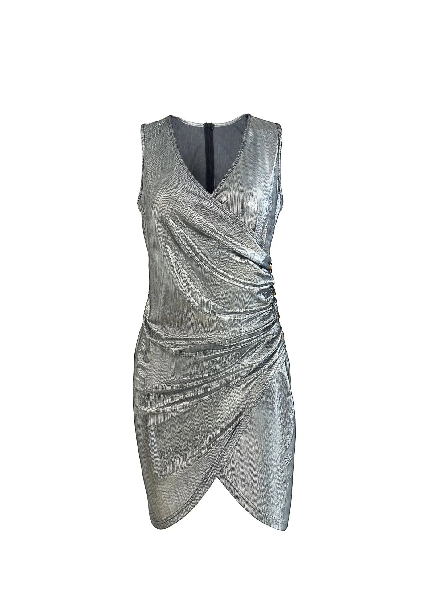 Silver Aura Wrap Mini Dress