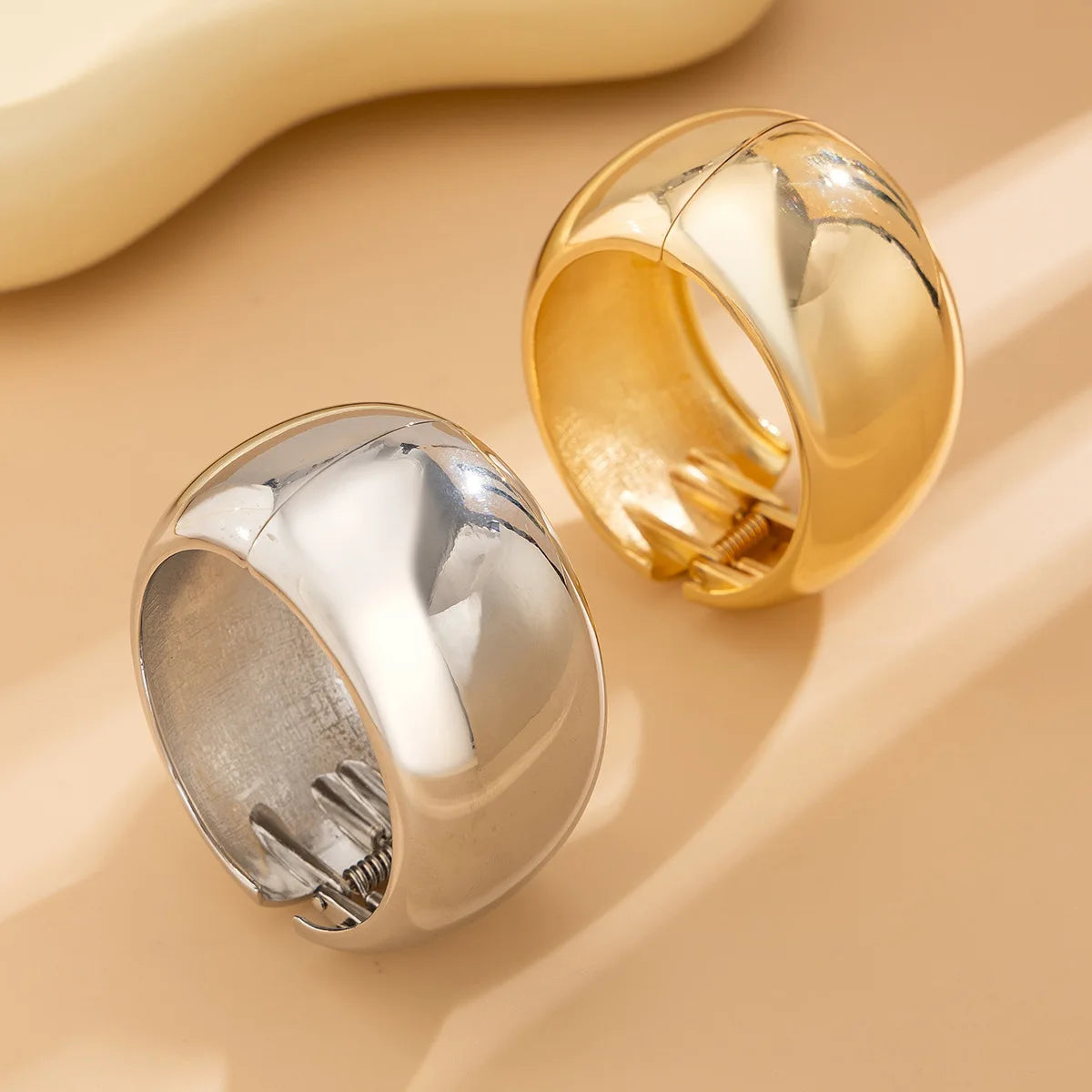 Bold Chunky Sculpted Cuff & Ring Set – Gold & Silver Finish
